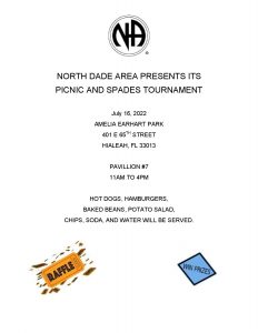 North Dade Area Presents Picnic & Spades Tournament @ Amelia Earhart Park
