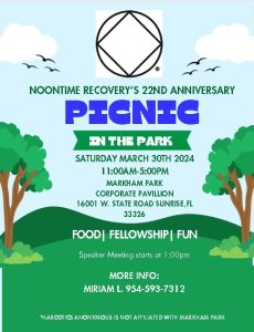 Noontime recovery 22nd Anniversary Picnic